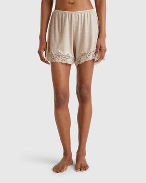 Benetton Benetton, Shorts Fluidi Con Pizzo, Donna - Nero
