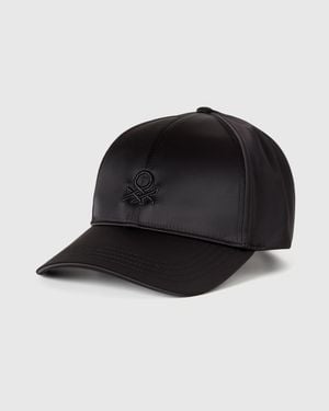 Benetton Benetton, Satin Look Baseball Cap - Black