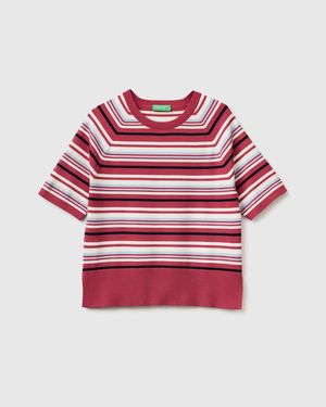 Benetton Benetton, Gestreiftes Pullover, Größe, Rot, Damen