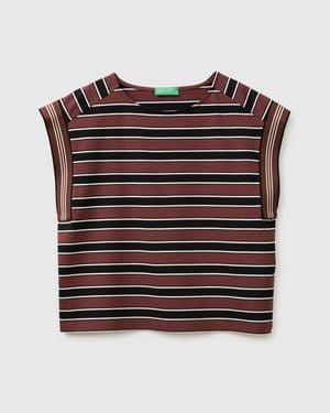 Benetton Benetton, Striped Sleeveless T-Shirt - Black