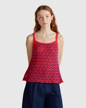 Benetton Benetton, Crochet Tank Top - Red