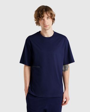 Benetton Benetton, T-Shirt Con Stampa Logo, Blu Scuro, Uomo