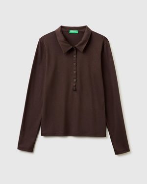 Benetton Benetton, Lightweight Jersey Polo - Brown