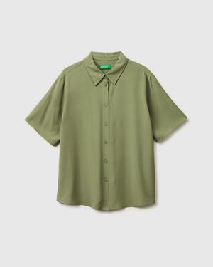 Benetton Benetton, Flowy 3/4 Sleeve Shirt - Green