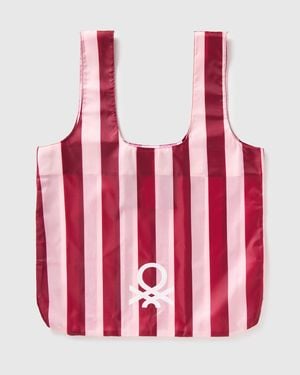 Benetton Benetton, Bolso De Mano De Rayas Rosas Y Rojas, Talla, Rosa, Mujer - Rojo