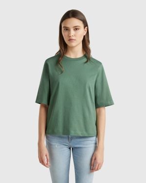 Benetton Benetton, 100% Cotton Boxy Fit T-Shirt - Green