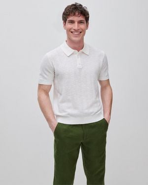Benetton Benetton, Textured Linen Blend Polo Shirt - Black