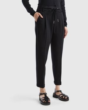 Benetton Benetton, Yarn Dyed Trousers With Drawstring - Black