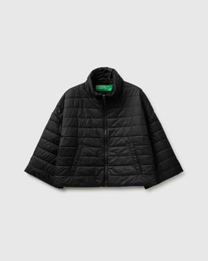 Benetton Benetton, Chaqueta Ligera De Plumas Con Mangas 3/4, Talla, Negro, Mujer