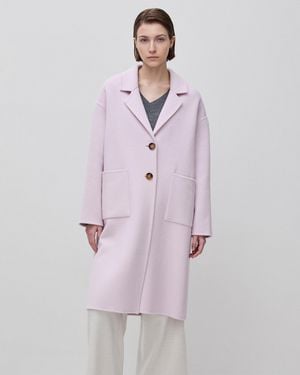 Benetton Benetton, Abrigo Largo De Mezcla De Lana, Talla, Rosa Palo, Mujer - Negro