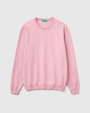 Benetton Benetton, 100% Cotton Crew Neck Top - Pink