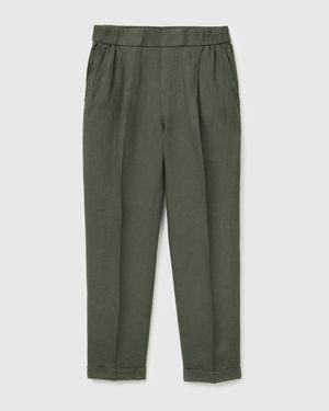 Benetton Benetton, 100% Linen Cigarette Trousers - Green