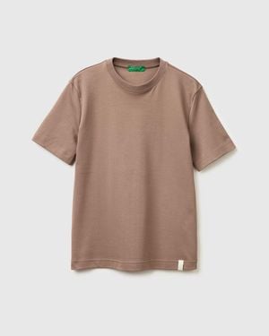 Benetton Benetton, Regular Fit Crew Neck T-Shirt - Brown