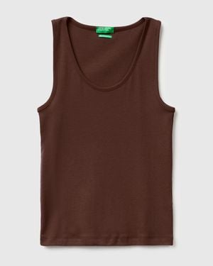 Benetton Benetton, Slim Fit Ribbed Tank Top - Brown