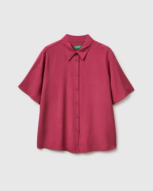 Benetton Benetton, Flowy 3/4 Sleeve Shirt - Red