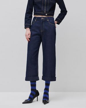 Benetton Benetton, Vaqueros Culotte, Talla, Azul Oscuro, Mujer - Negro