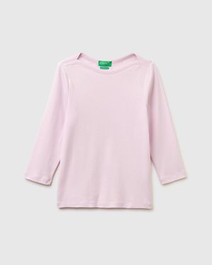 Benetton Benetton, Slim Fit T-Shirt With Boat Neck - Black