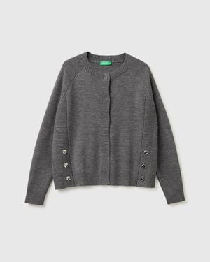 Benetton Benetton, Knit Cardigan With Buttons - Black