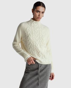 Benetton Benetton, Pure Cashmere Turtleneck Jumper - Black