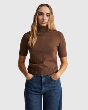 Benetton Benetton, Dolcevita Marrone A Manica Corta - Blu