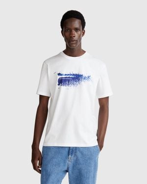 Benetton Benetton, T-Shirt Con Stampa Fotografica, Bianco, Uomo - Nero