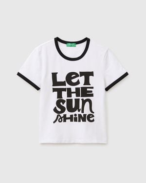 Benetton Benetton, T-Shirt With Lettering Print - Black