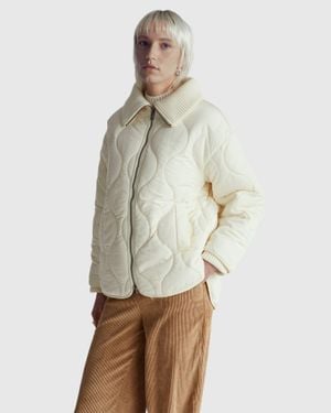 Benetton Benetton, Gesteppte Nylonjacke, Größe, Cremeweiss, Damen - Schwarz