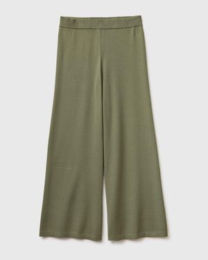Benetton Benetton, Wide Knit Trousers - Green