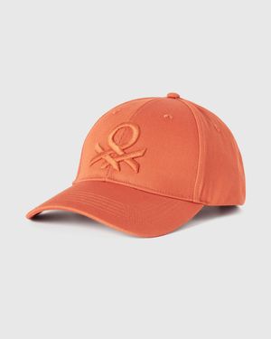 Benetton Benetton, Baseball Cap With Embroidered Logo - Orange