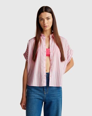 Benetton Benetton, Comfort Fit Striped Shirt - Red