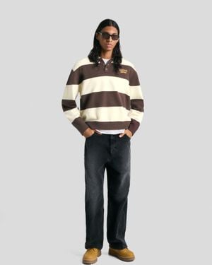 Bershka Polo Collar Sweater With Stripes - Blue