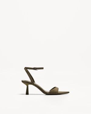 Bershka High-Heel Sandals With Ankle Strap - White