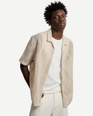 Bershka Rustic Short Sleeve Shirt - Natural