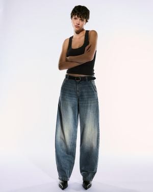 Bershka Skater-Fit Baggy Jeans - Gray