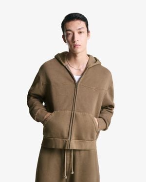 Bershka Cropped Boxy-Fit Zip-Up Sweatshirt - Natural