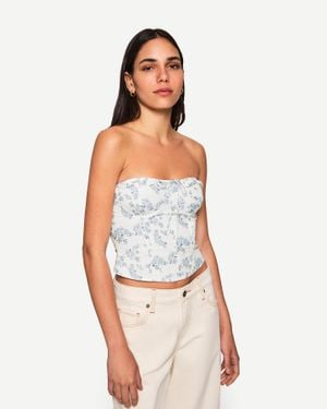 Bershka Poplin Bandeau Top - White