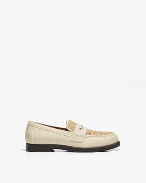 Bershka Braided Loafers - White