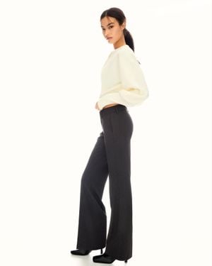 Bershka Low-Rise Boot-Cut Pants - White