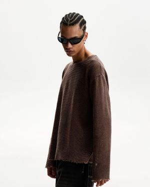 Bershka Long Sleeve Mesh T-Shirt - White