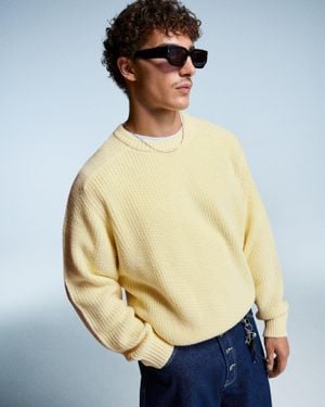 Bershka Purl Knit Wool Blend Sweater - Blue