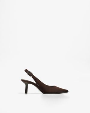 Bershka Kitten Heel Slingback Shoes - White
