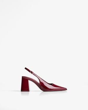 Bershka Block Heel Slingback Shoes - Pink