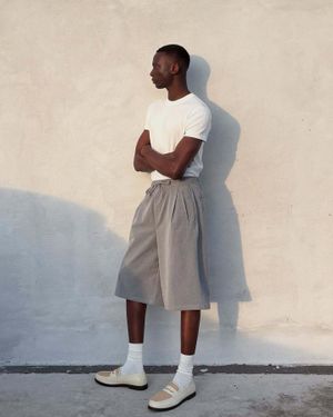 Bershka Tailored Baggy Bermuda Short Sweatpants - Gray