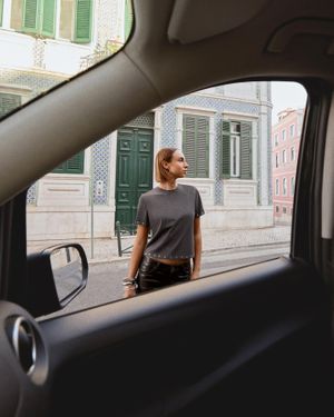 Bershka Short Sleeve T-Shirt With Eyelets - Black