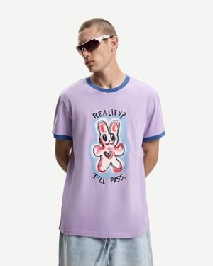 Bershka Short Sleeve T-Shirt With Contrasting Ribbed Trims