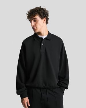 Bershka Polo Collar Sweatshirt - Black