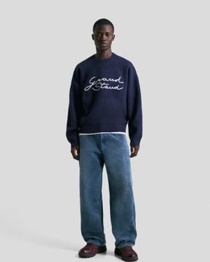 Bershka Super Baggy Corduroy Pants - Blue