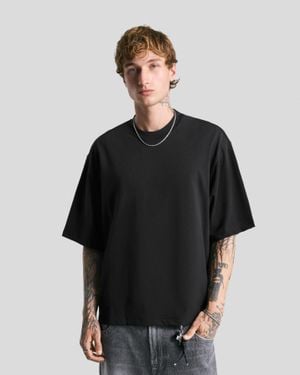 Bershka Short Sleeve Plush T-Shirt - Black