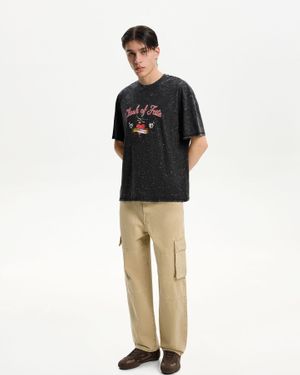 Bershka Baggy Cargo Jeans - Natural
