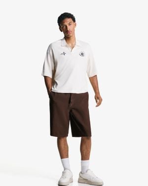Bershka Rustic Skater Jogger Bermuda Shorts - White